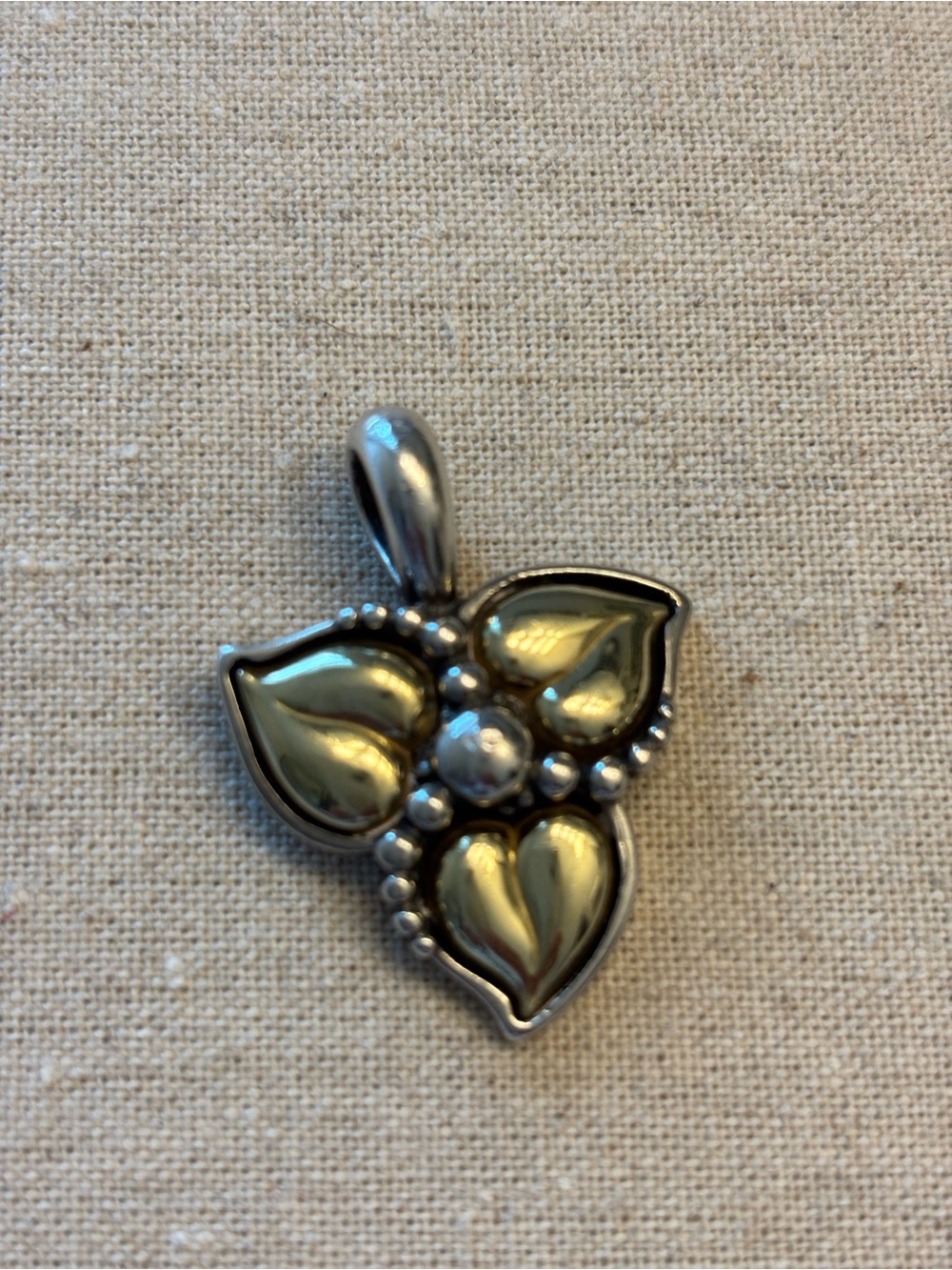 Sterling Silver Heart Petal Pendant in 18kt Gold Accents